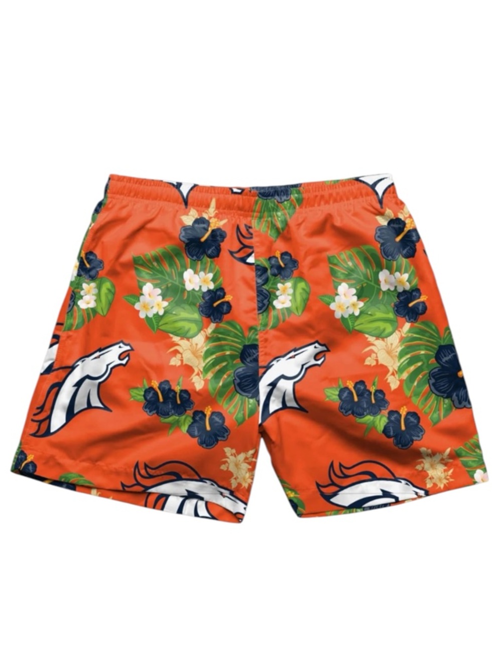NFL Denver Broncos Orange Floral Men's Swim Shorts Size Large -- washed not worn - Picture 4 of 7